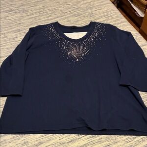 Navy‎ Blue Embellished Women's Top